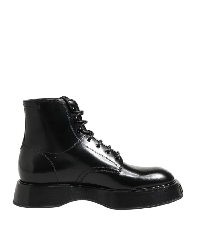 Dolce & Gabbana Platform Leather Boots Men Black