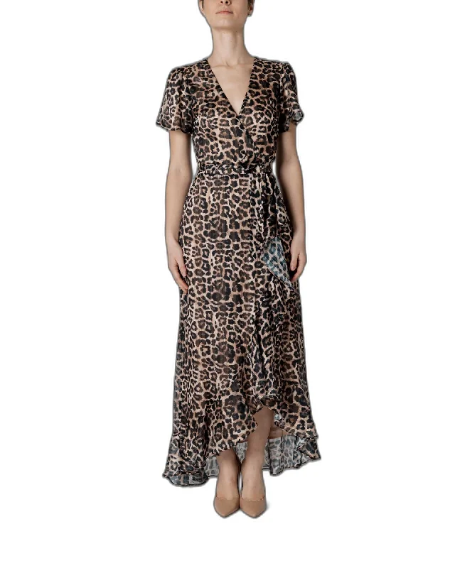 Guess  Floral Print Wrap Dress Leopard