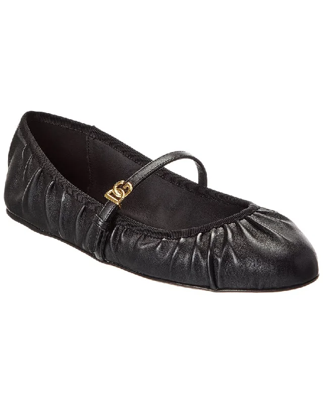 Dolce & Gabbana Dg Logo Leather Flat