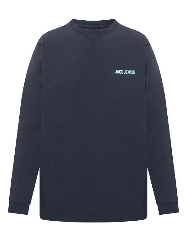 Jacquemus Le T-Shirt Gelo Print Ice Long Sleeved T-Shirt in Navy