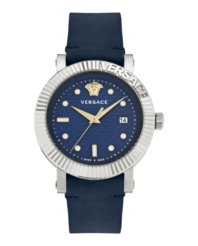 Versace Mens V-Classic Stainless Steel 42mm Strap Fashion Watch