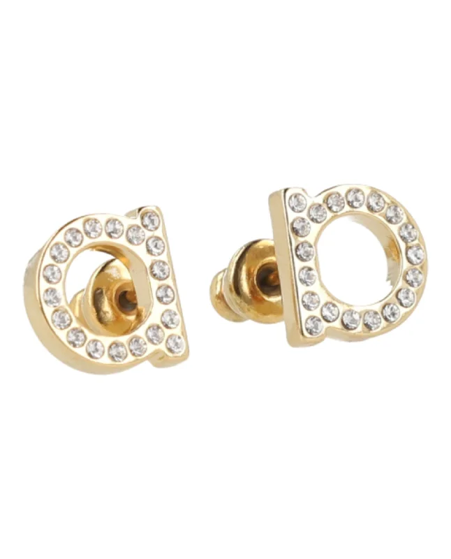 Ferragamo Womens Crystal-Embellished Mini Bijoux Earrings