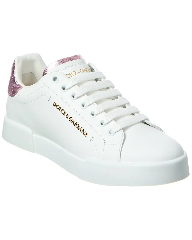 Dolce & Gabbana Portofino Lettering Leather Sneaker