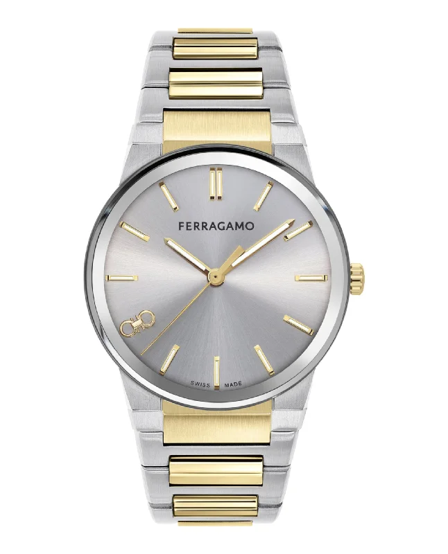 Ferragamo Mens  Two Tone 41mm Bracelet Fashion Watch