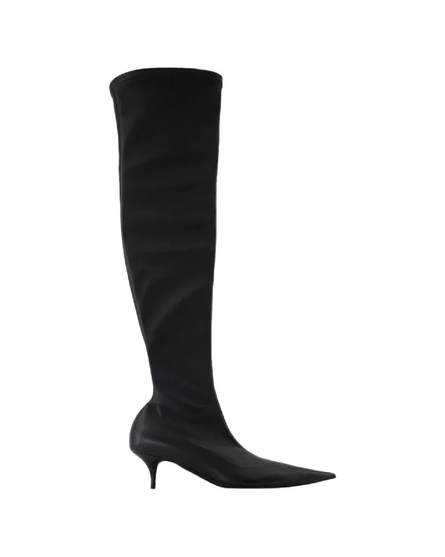 Balenciaga Stretch Leather OvertheKnee Boots Women Black | Black