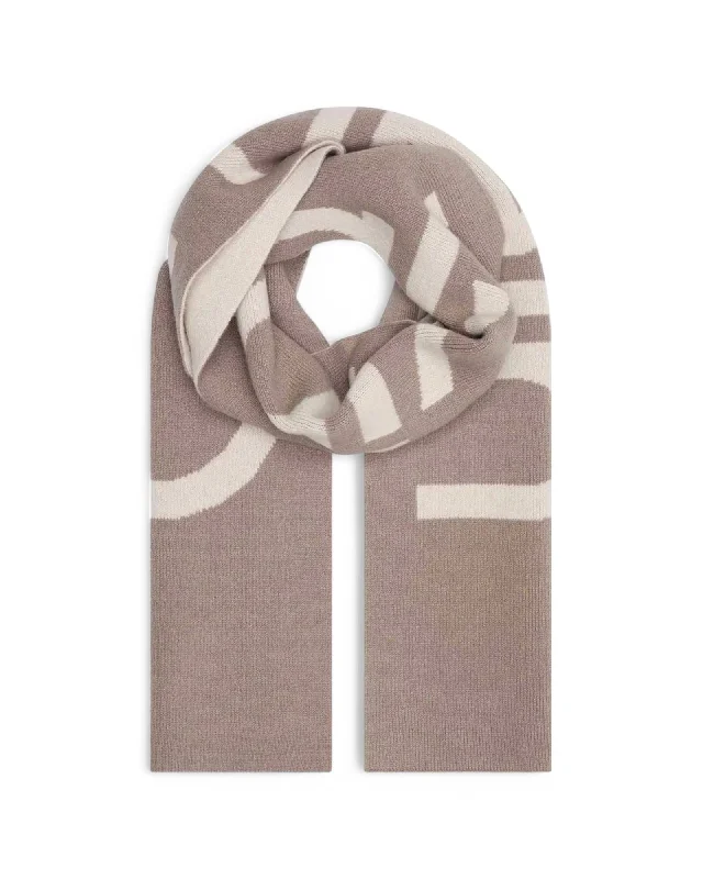 Calvin Klein Printed Wool Cashmere Blend Scarf Women Beige Scarves & Shawls