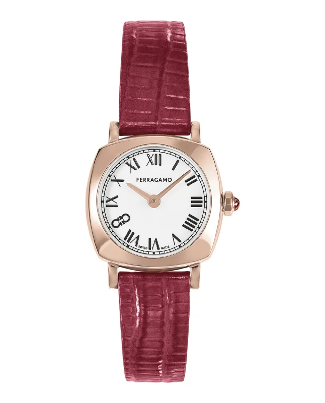 Ferragamo Womens Ferragamo Soft Square Rosegold 23mm Strap Fashion Watch