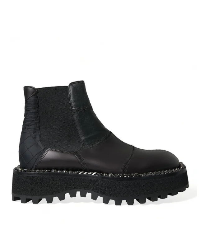 Dolce & Gabbana  Chain Detail Ankle Boots - Black
