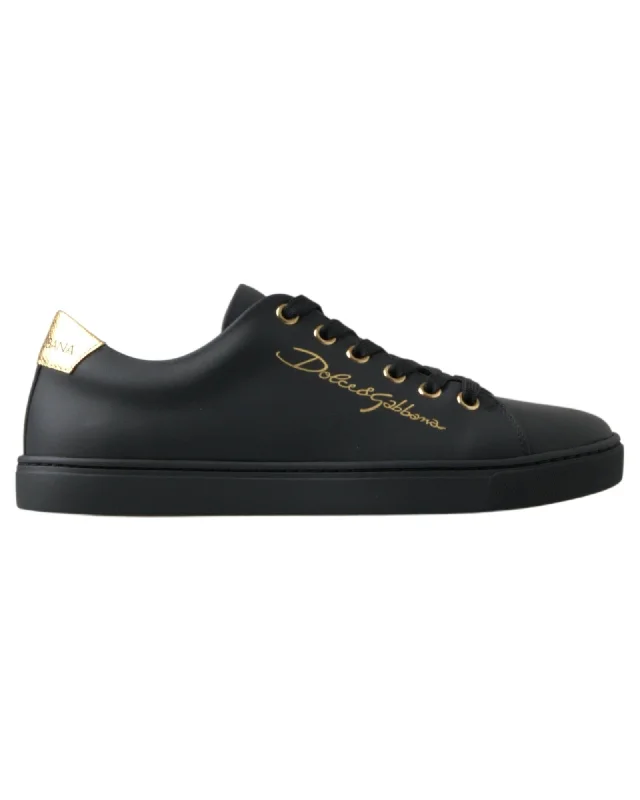 Dolce & Gabbana  Men's Black Leather Low Top Sneakers