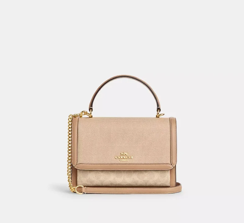 Coach Klare Top Handle Bag In Colorblock Signature Canvas Dark Natural Multi 