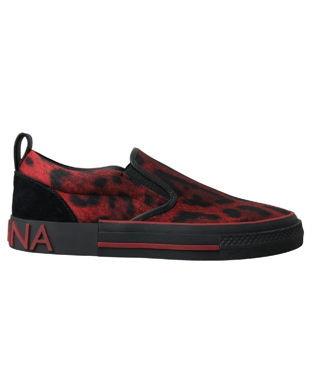 Dolce & Gabbana  Men's Leopard Print Slip-On Sneakers