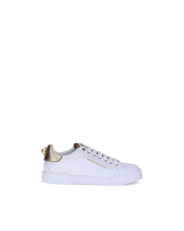 Dolce & Gabbana Leather Low Top Sneakers Women White