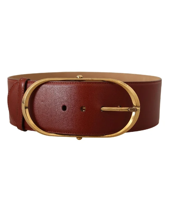 Dolce & Gabbana  Women's Brown Leather Wide Oval Buckle Belt