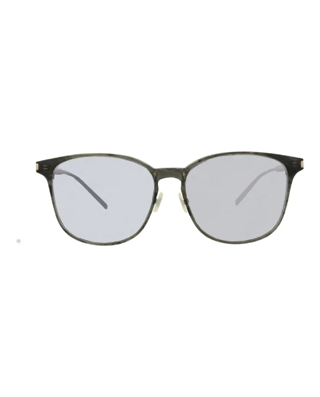 Saint Laurent Unisex Square/Rectangle Grey Grey Silver Fashion Designer Eyewear