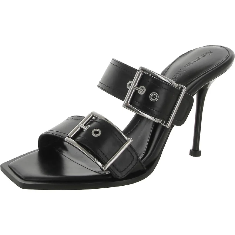 Womens Leather Square Toe Heels