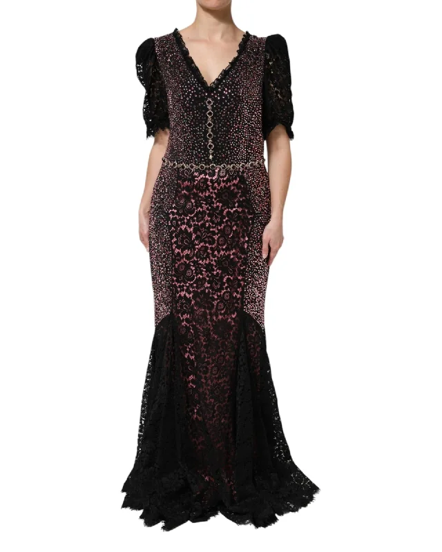 Dolce & Gabbana Lace Embellished Evening Dress Women Multicolor Dresses