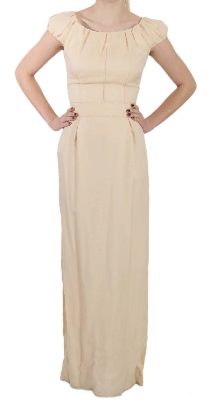 Dolce & Gabbana Silk Column Cap Sleeve Gown