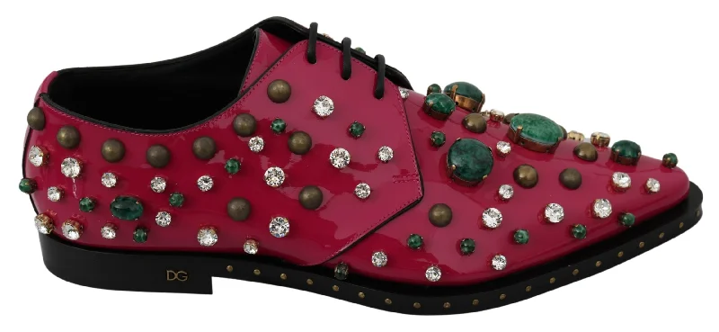 Dolce & Gabbana  Patent Leather Derby Shoes with Rhinestones and Stones