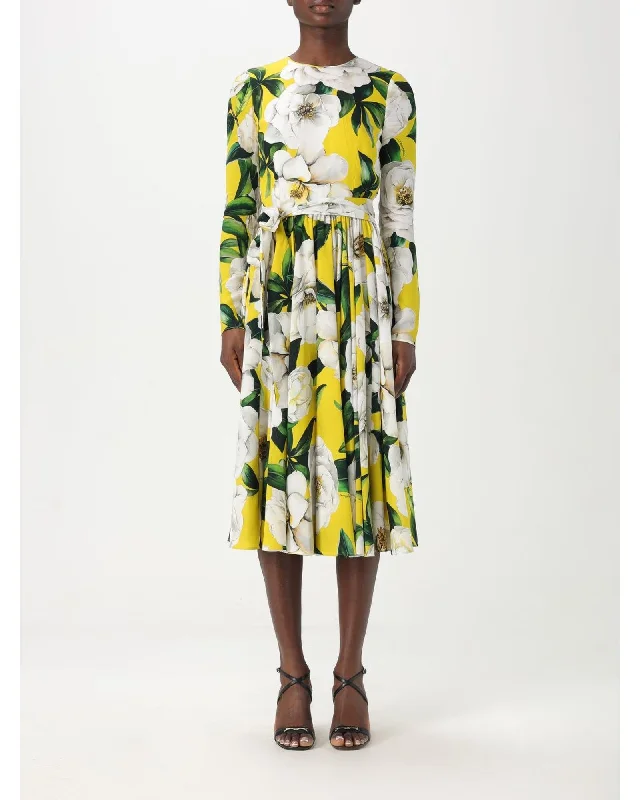 Dolce & Gabbana Floral Silk Midi Dress Women Multicolor Dresses