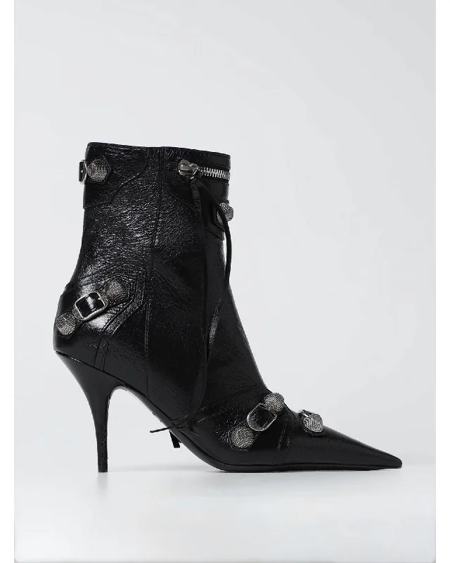 Balenciaga Ankle Boots Pointed Toe Buckle Women Black Ankle