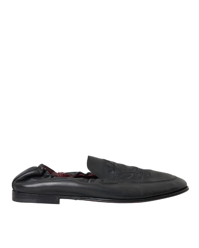 Dolce & Gabbana  Men's Embroidered Leather Loafers