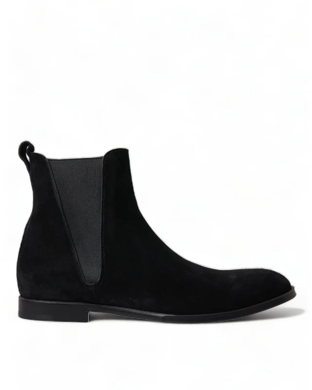 Dolce & Gabbana  Men's Black Suede Chelsea Boots