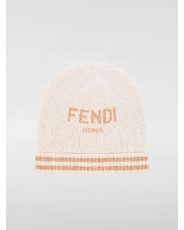 Fendi Roma Cashmere Beanie Kids Beige Hats
