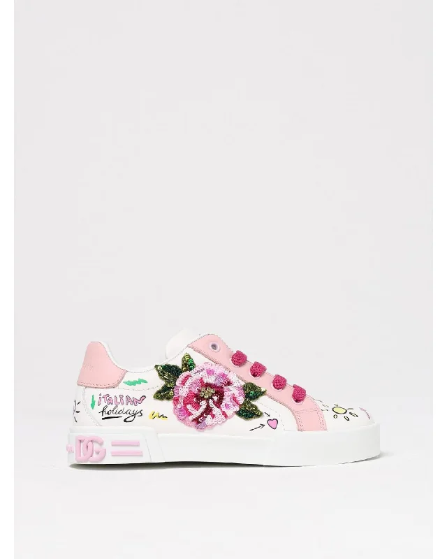 Dolce & Gabbana Italian Holidays Sequin Sneakers Kids White