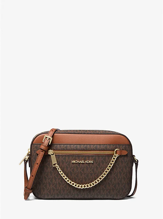 Michael Kors Jet Set Large Logo Crossbody Bag Brown 