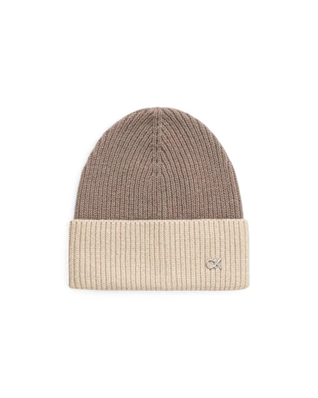 Calvin Klein Wool Cashmere Blend Cap Women Beige Hats