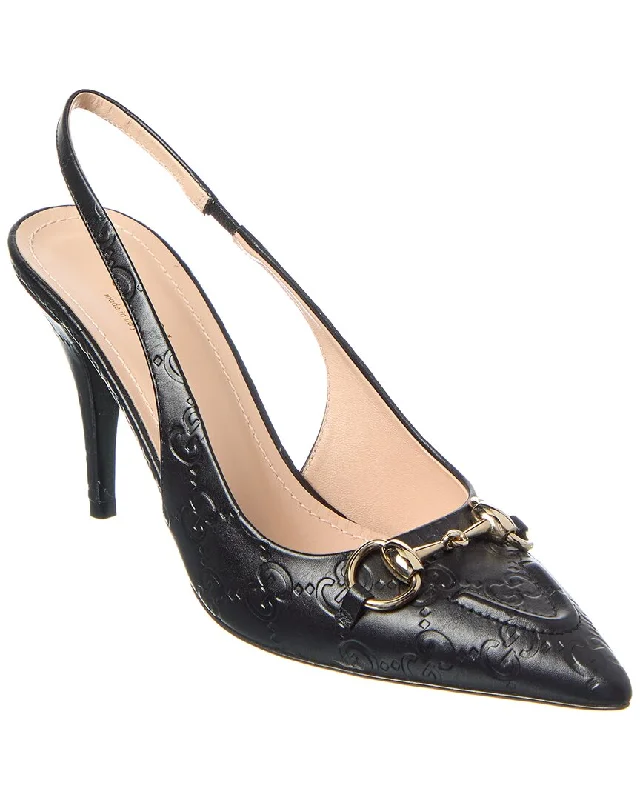 Gucci Horsebit Leather Slingback Pump