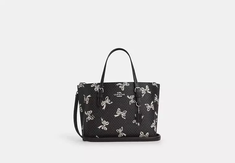 Coach Mollie Tote Bag 25 With Bow Print Black 