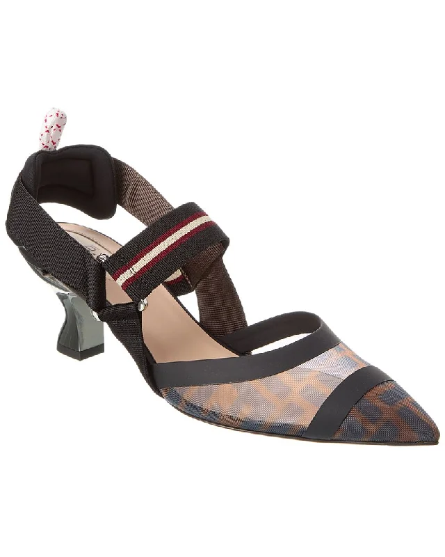 Fendi Colibri Mesh Slingback Pump