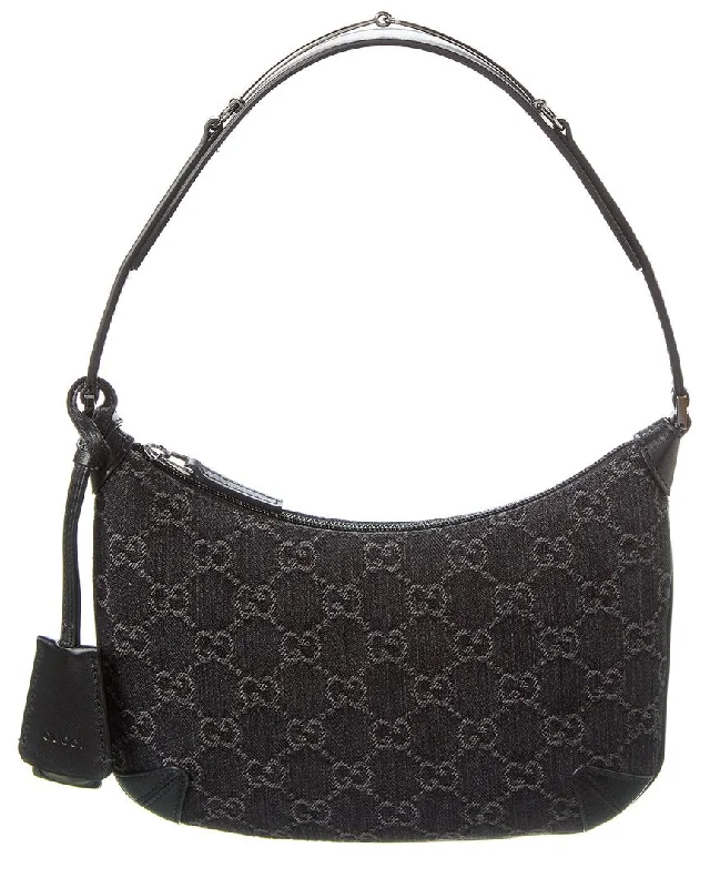 Gucci Horsebit Slim Small Gg Denim Hobo Bag