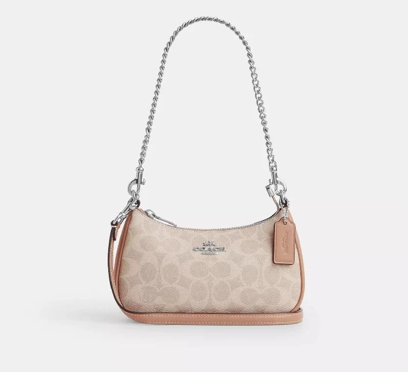 Coach Teri Mini Crossbody Bag In Signature Canvas Sand Taupe 