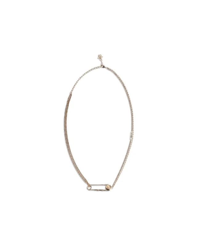 Versace Safety Pin Chain Necklace Women Gold
