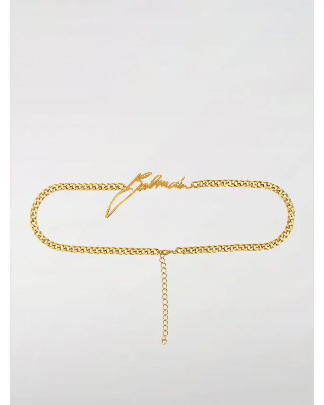 Balmain Chain Belt with Logo Women Gold