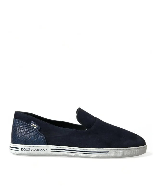 Dolce & Gabbana Suede SlipOn Sneakers Crocodile Detail