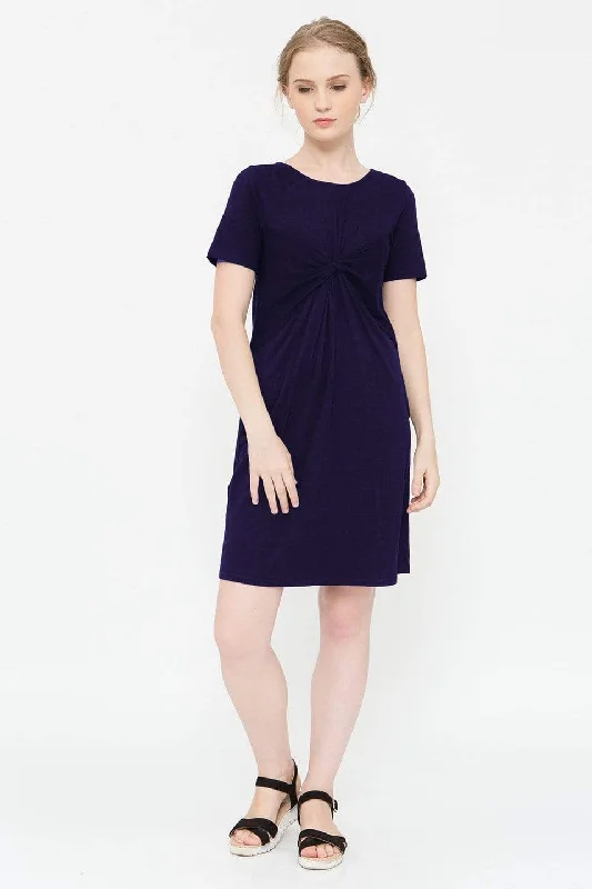 Clea Nursing Short Sleeve Nursing Dress Navy