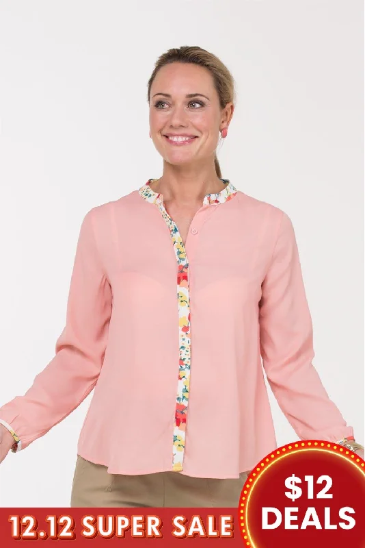 Blaise Mandarin Collar Top Pink