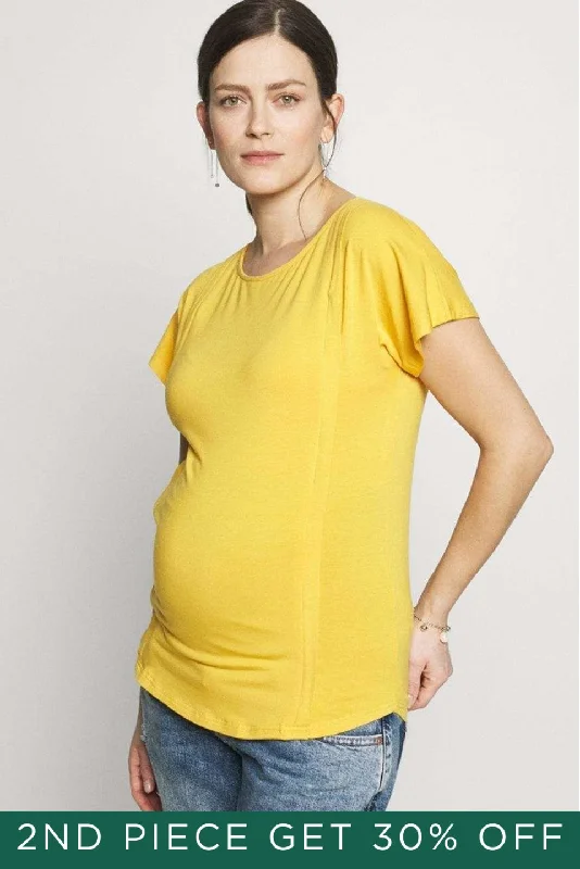 Dervla Bamboo Cotton Short Sleeve Nursing Top Marigold