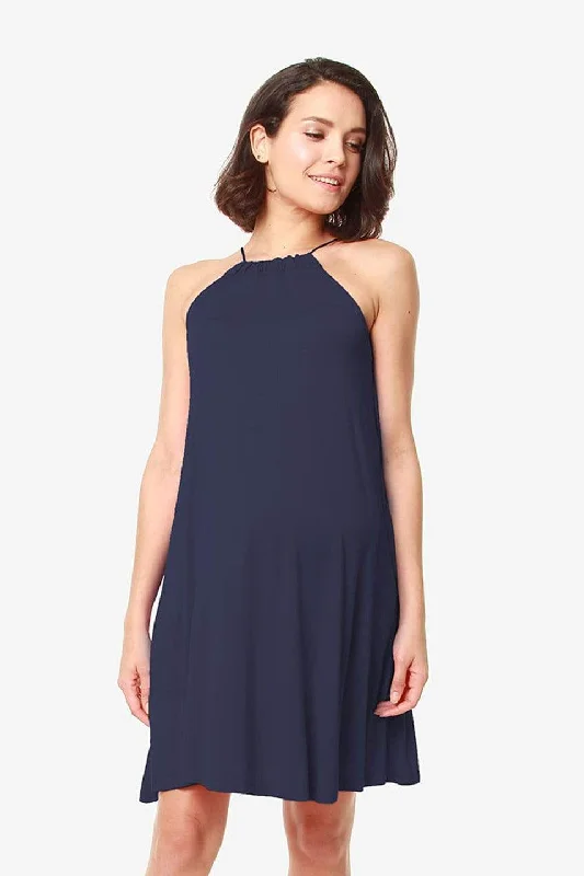 Fianna Sleeveless Bamboo Cotton Nursing Dress Navy