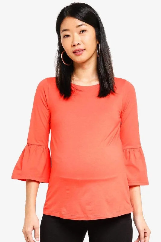 Long Bell Sleeves Aada Nursing Top Coral