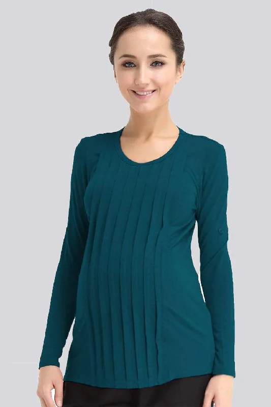 Long Sleeved Venus Pleats Row Top Teal