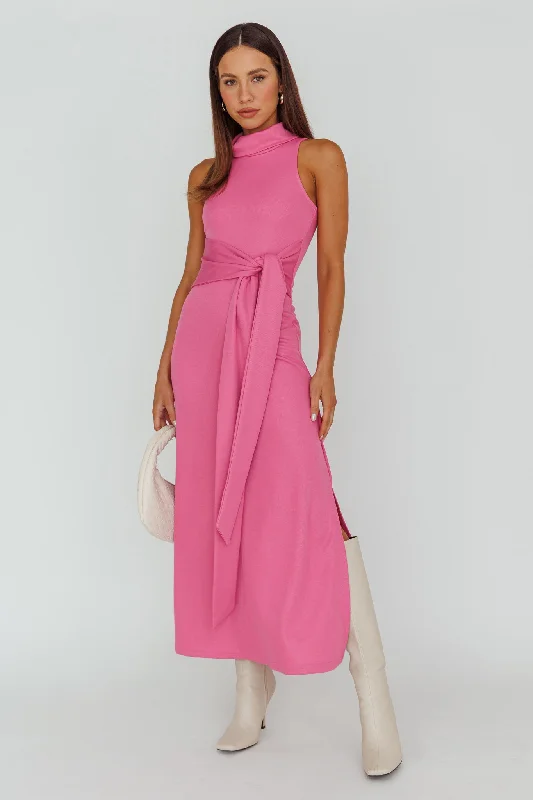 Make A Way Sleeveless Turtleneck Dress Pink