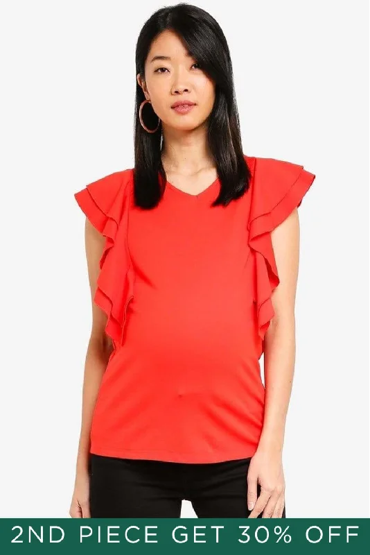 Ruffles Sleeves Crissy Coral Nursing Top