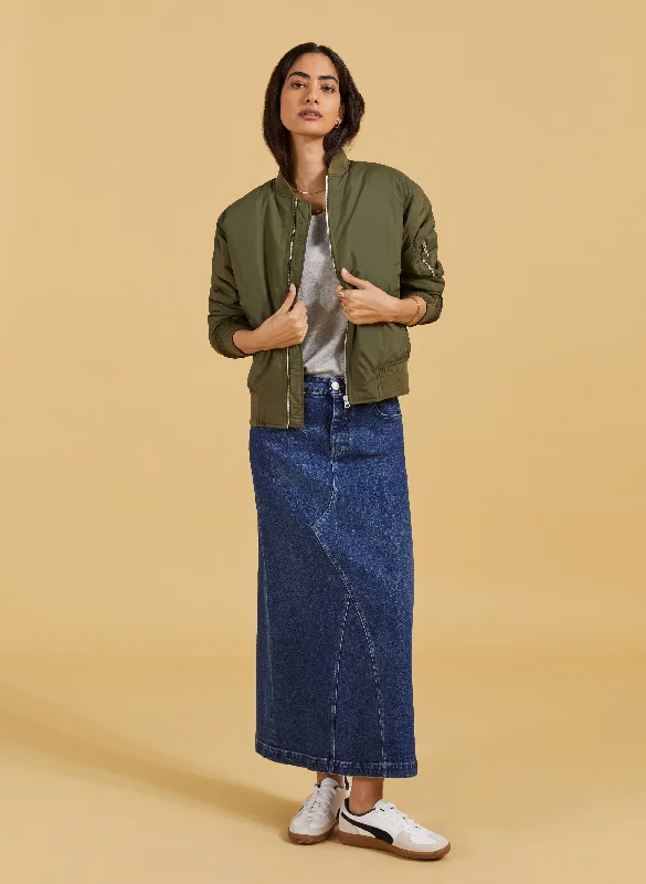 Nia Organic Stretch Denim Long Skirt