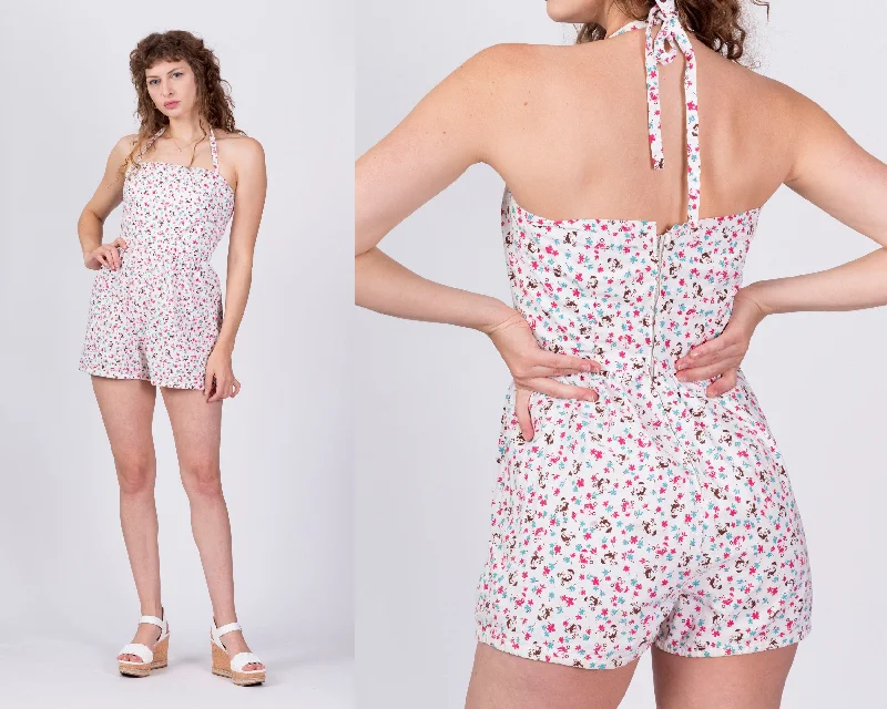 1950s Novelty Print Halter Playsuit - Small to Medium