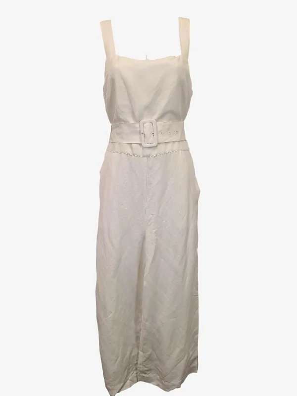 Sussan Resort Linen Blend Belted Jumpsuit Size 8