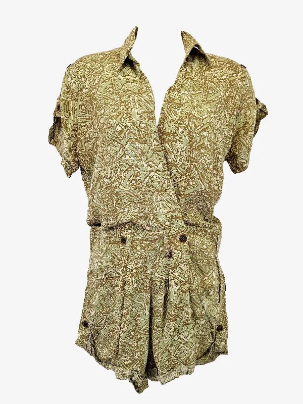 Tallow Khaki Jungle Wrap Playsuit Size 8